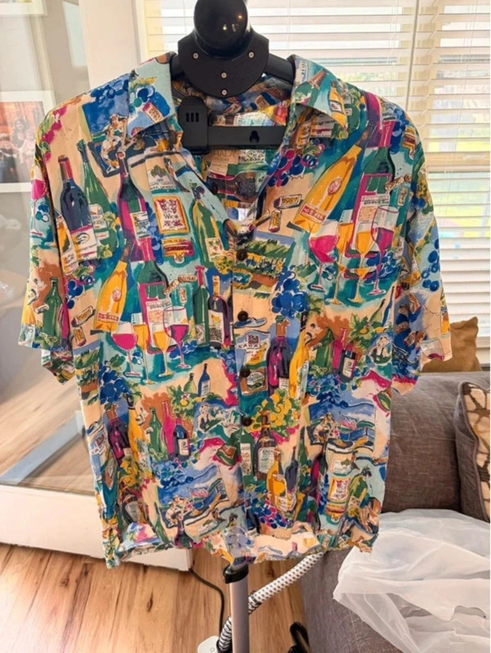 Kahala Hawaiian Islands Men’s Large Wine Vineyard Aloha Shirt Made in Hawaii